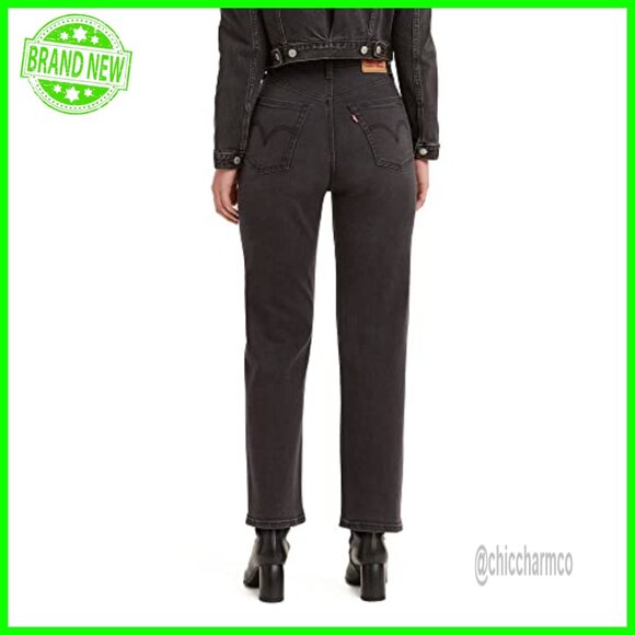 High Rise Straight Ankle Jeans, 99% Cotton Stretch, Button Fly - Picture 2 of 5